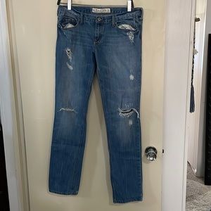 Vintage Hollister Mid Wash Low Rise Straight Leg Jeans with Rips and Pockets 7R